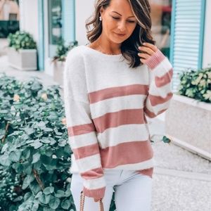 Pink & White Sweater